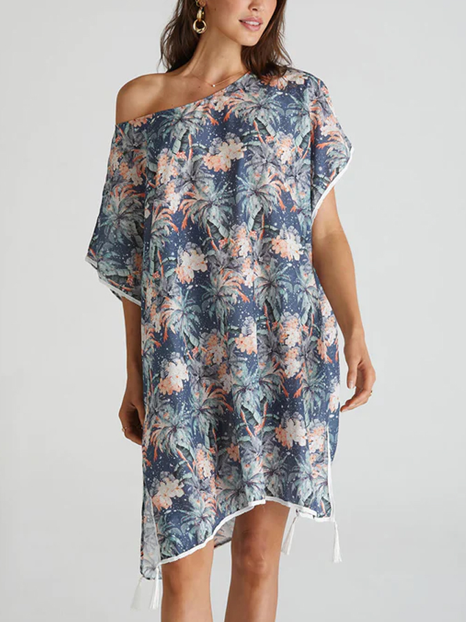Vintage Botanical Print One-Piece Swimsuit And Cover up