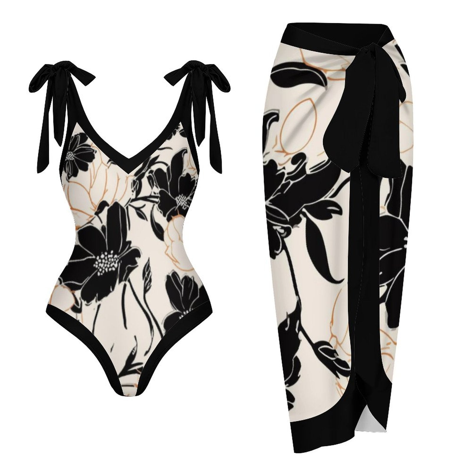 Casual Printed One Piece Swimsuit And Cover Up 2305104923