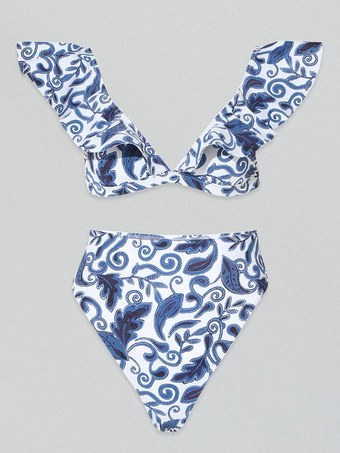 Vintage Print One Piece Swimsuit and Cover Up