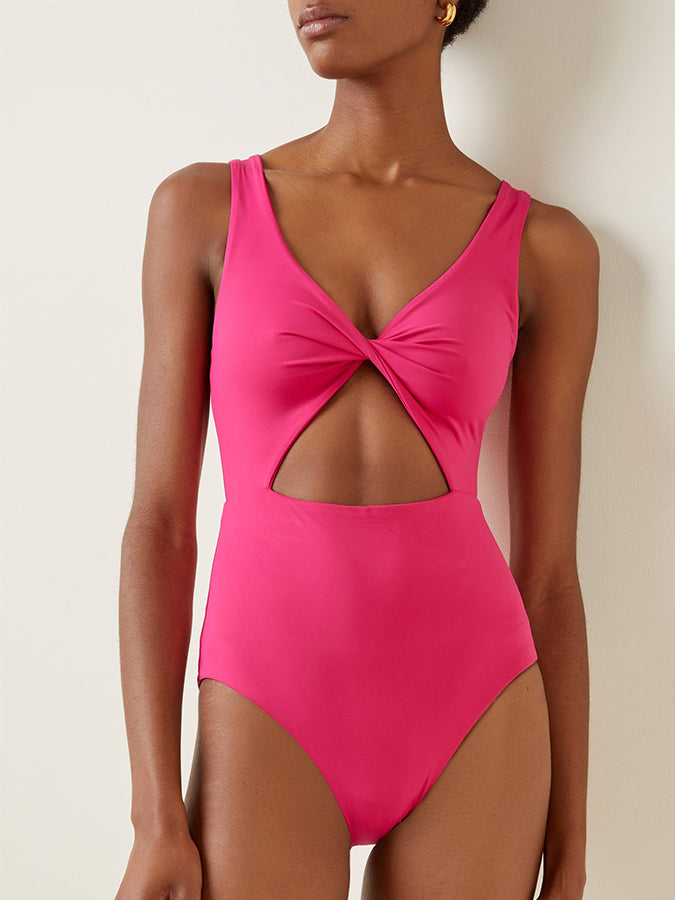 Solid Color Cutout Design Fashion One Piece Swimsuit