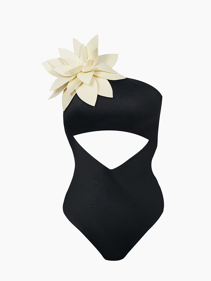 Cutout Flower Embellished One-Piece Swimsuit