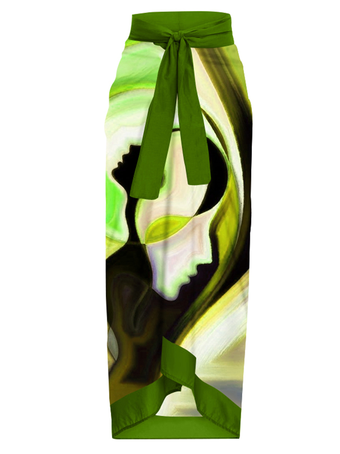 Fashion Vintage Abstract Print One Piece Swimsuit Set