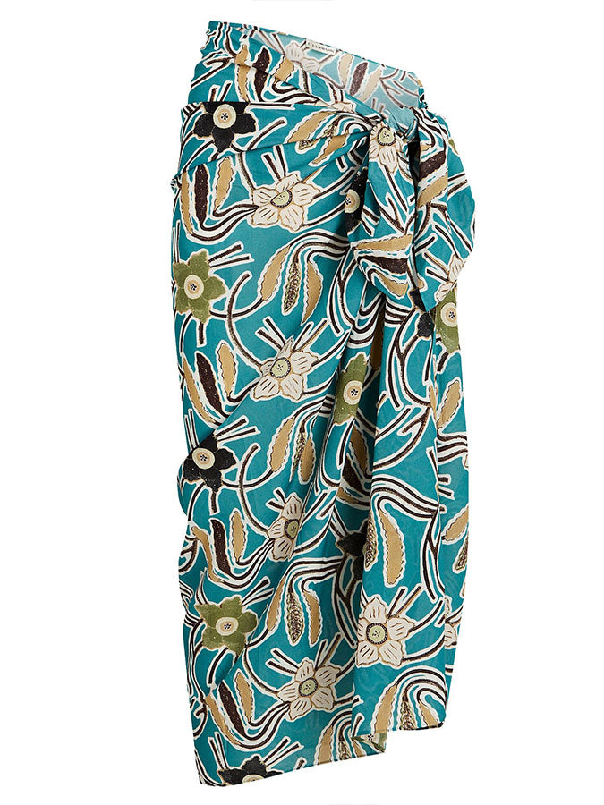 Trendy Blue Printed Swimsuit Set