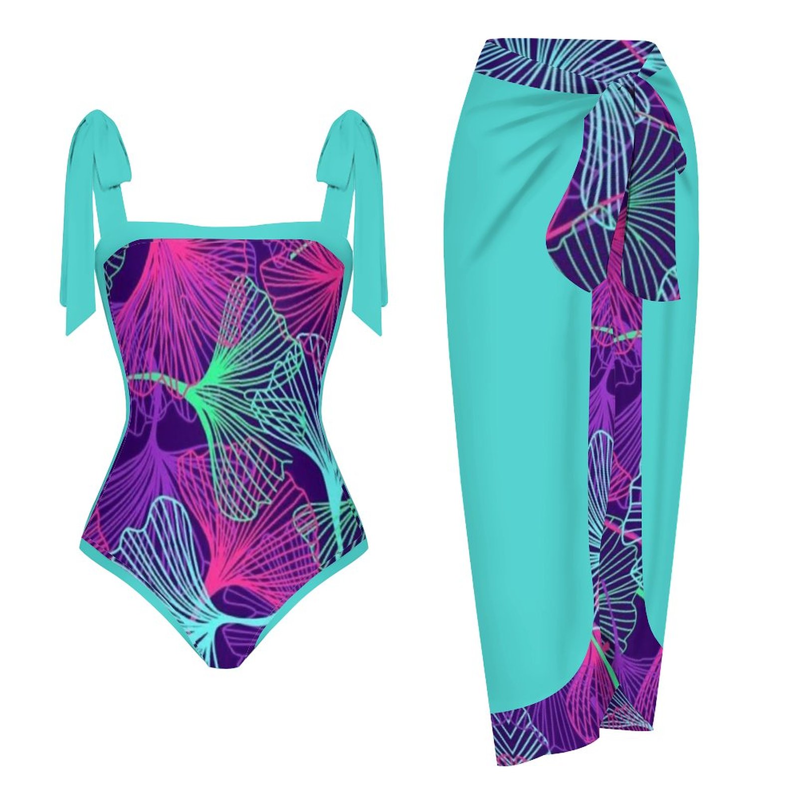 Fashion Printed One Piece Swimsuit And Cover Up 2306103834