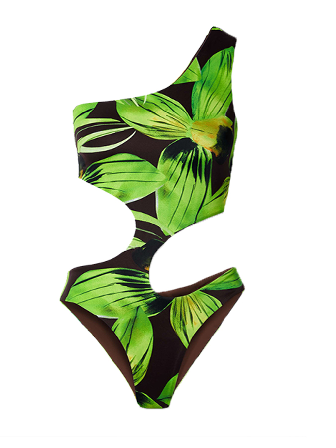 Floral Print One Piece Swimsuit and Skirt