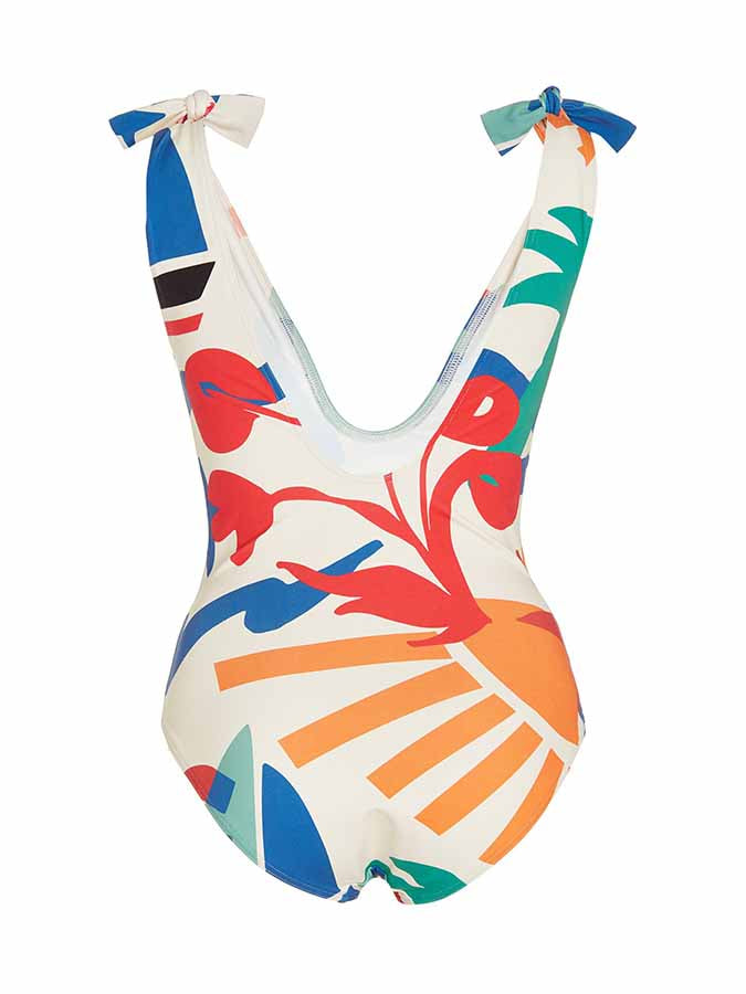Printed Lace Up Chic One Piece Swimsuit