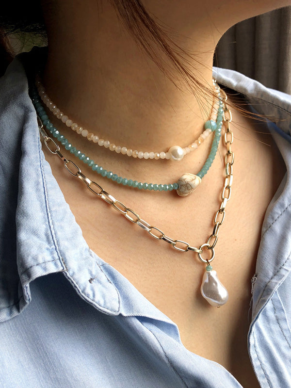 Punk Style Beaded Clavicle Fashion Multi-Layer Necklace