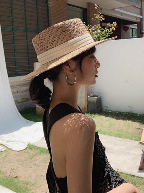 Leisure Sun-Protection Flat Straw Hat