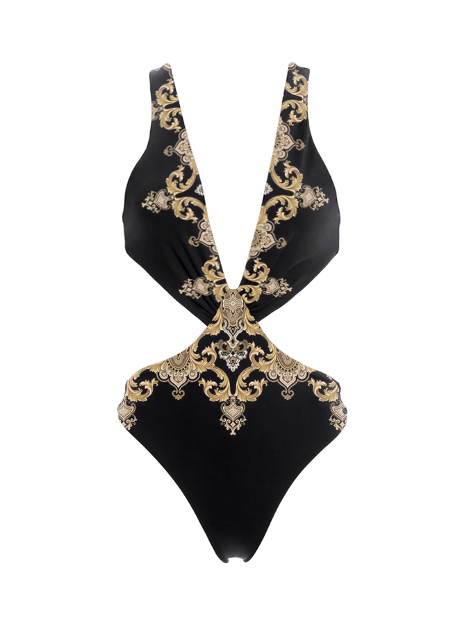 Sexy Court Print One Piece Swimsuit And Cover Up