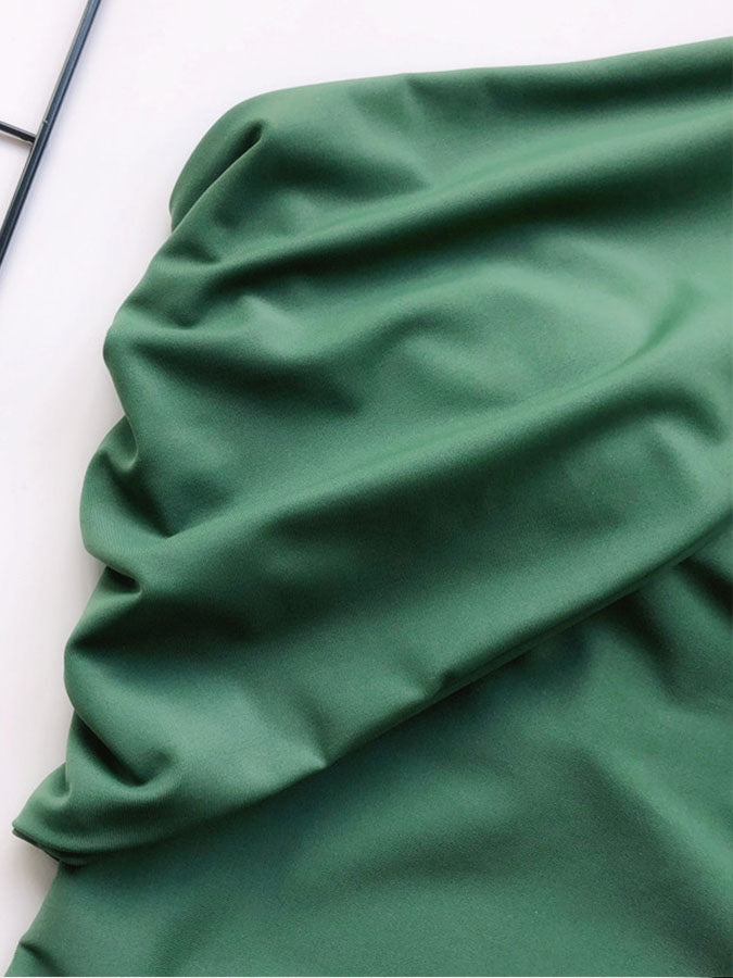 Solid One Shoulder One Piece Swimwears