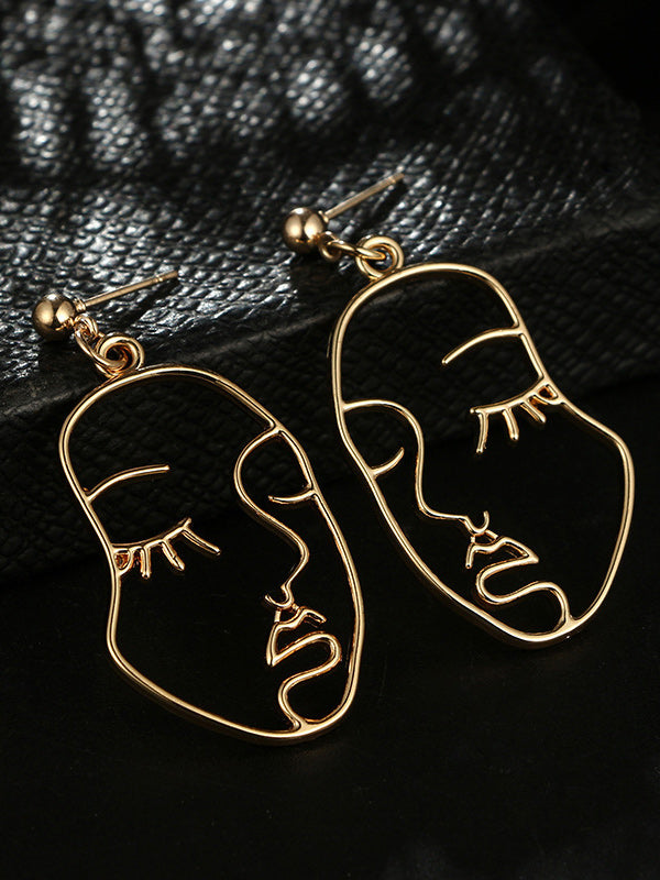 Fashion Creative Face Beaded Decorate Hollow Earrings