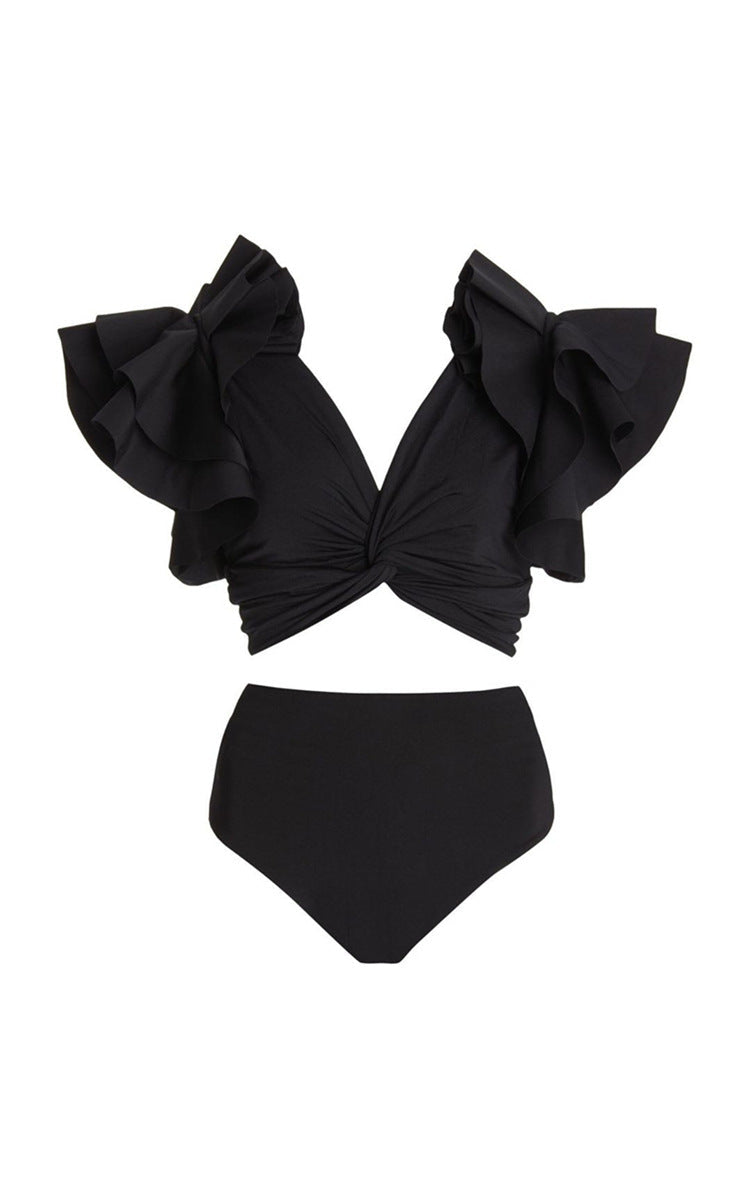 Ruffle Black Bikini Swimsuit