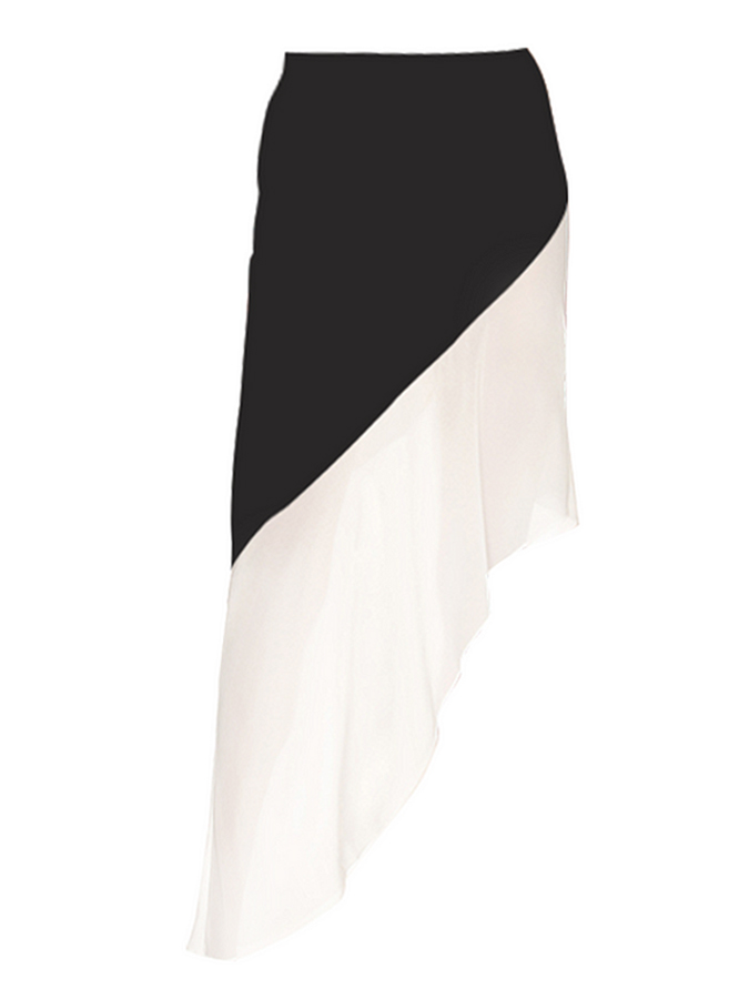 Off Shoulder Color Block One Piece Swimsuit and Skirt