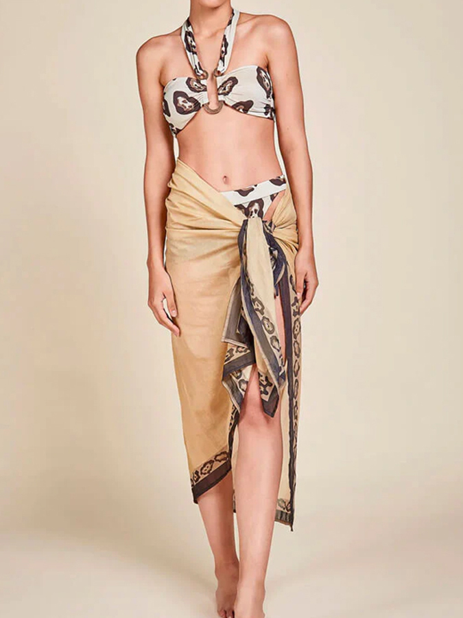 Casual Leopard Print Bikini And Cover Up
