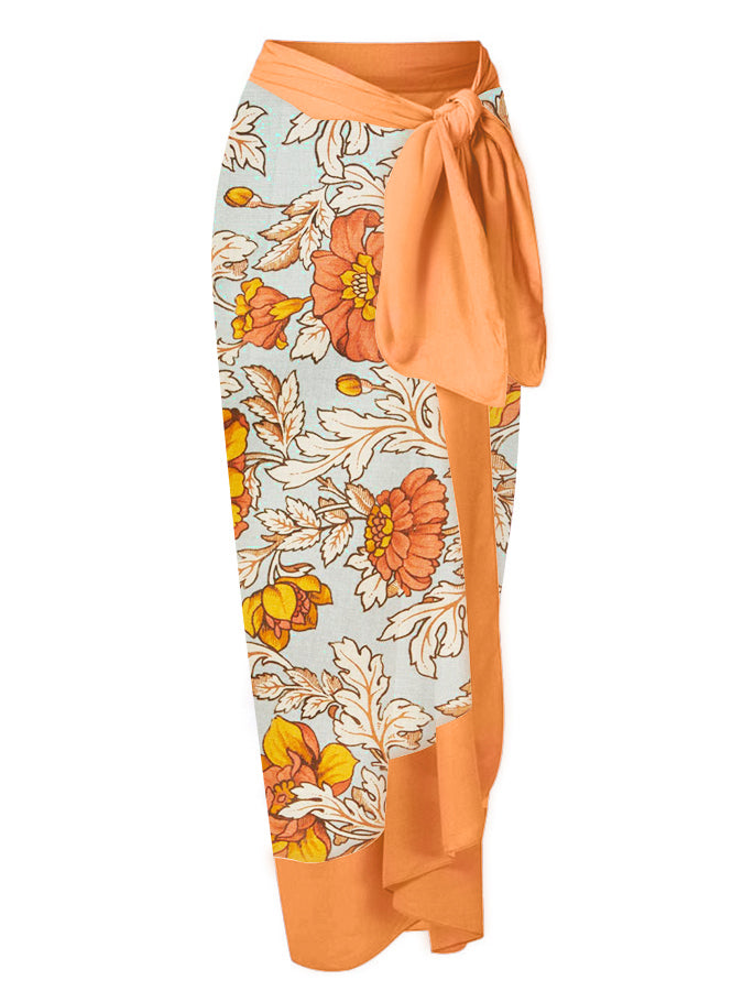 Fashion Floral Print One-Piece Swimsuit Set