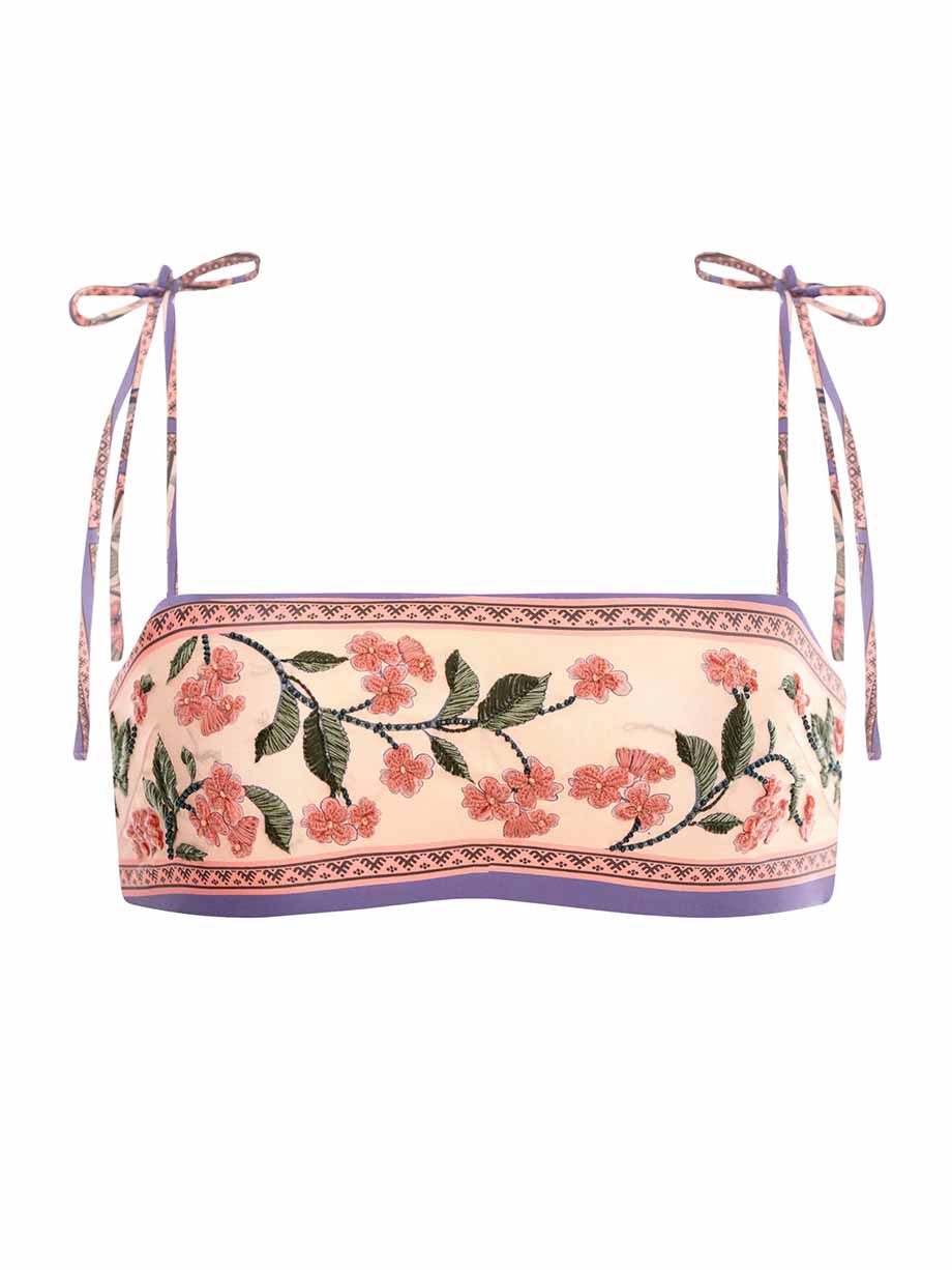 Fashion Flower Embroidered Bikini Set