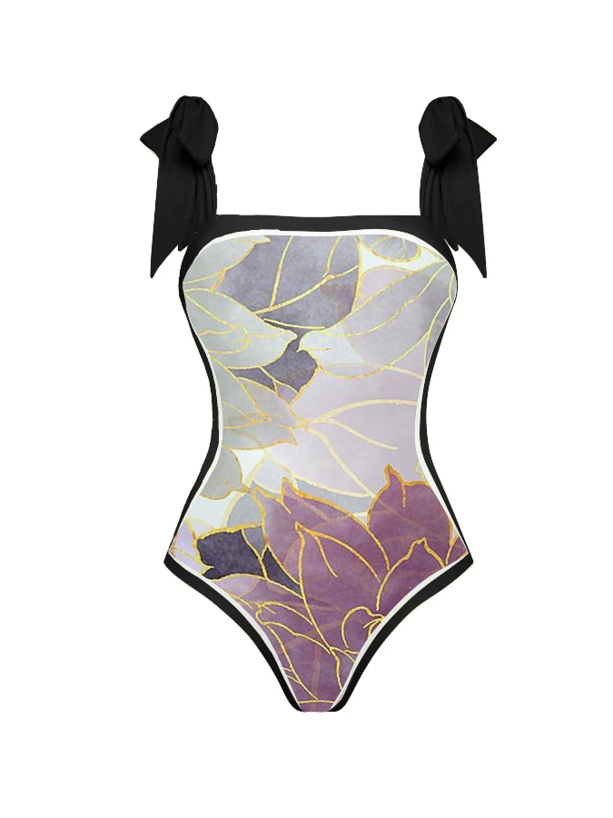 Geometric Color Block Print Reversible One Piece Swimsuit And Cover up