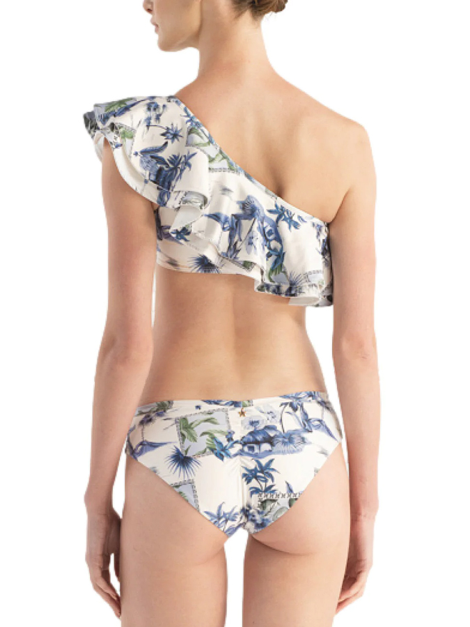 Vintage Floral Print Ruffle One Piece Swimsuit And Cover Up