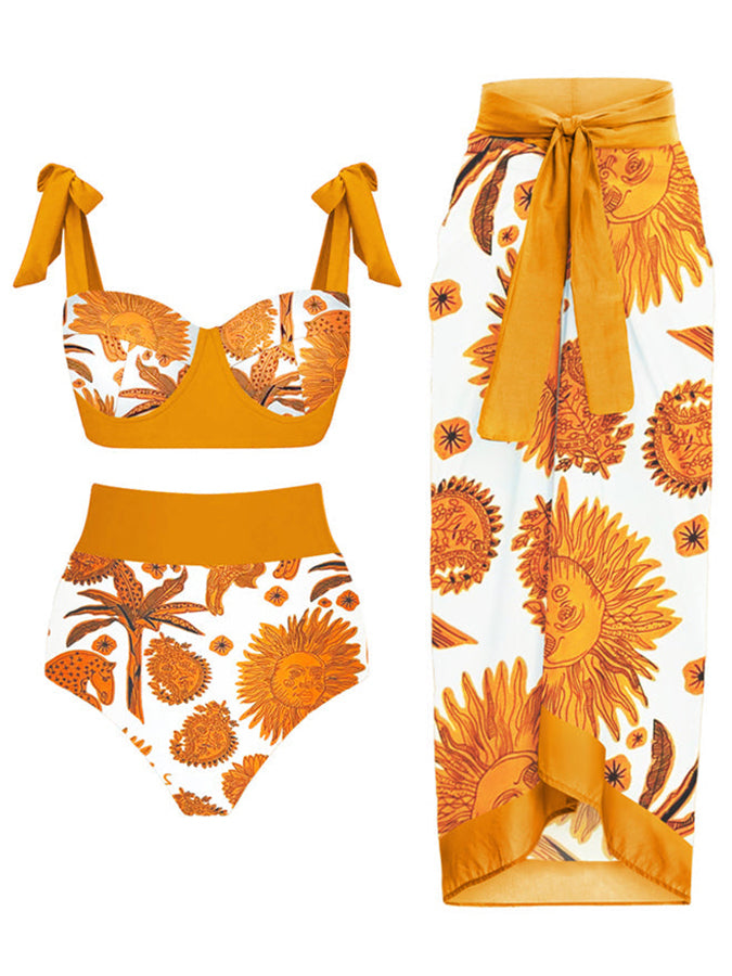 Fashion Print One Piece Swimsuit and Cover Up