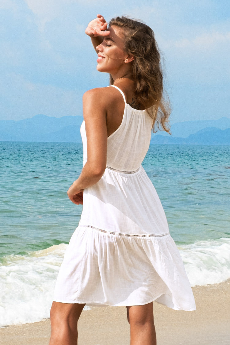 Marley White High Neck Dress