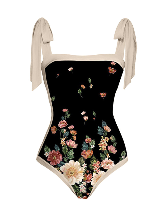 Fashion Floral Print One Piece Swimsuit