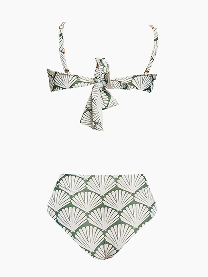 Printed Cut Detachable Sleeve One-Piece Swimsuit