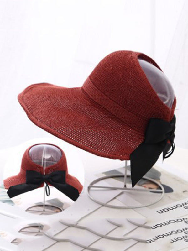Solid Color Sunscreen Straw Woven Breathable Adjustable Hat