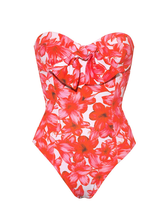 Beach Flower Print Swimsuit and Kimono