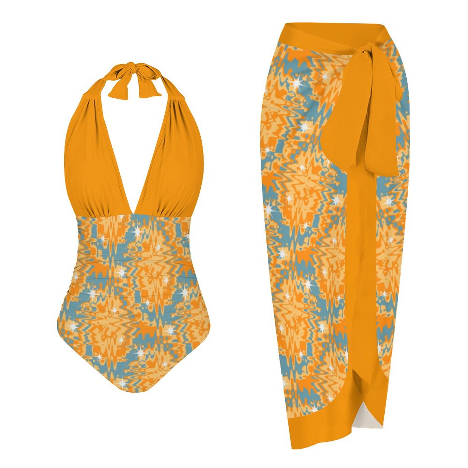 Casual Printed One Piece Swimsuit And Cover Up 2306102174