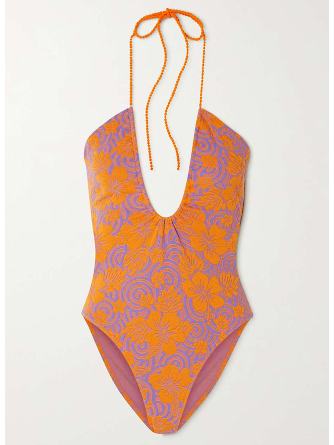 Fashion Print Halter One Piece Swimsuit