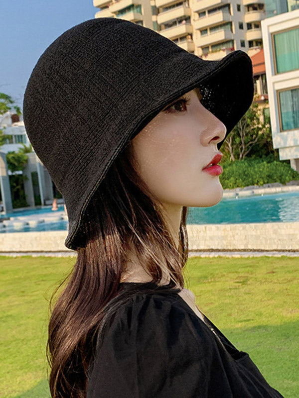 Vacation Casual Solid Color Woven Fisherman Hat