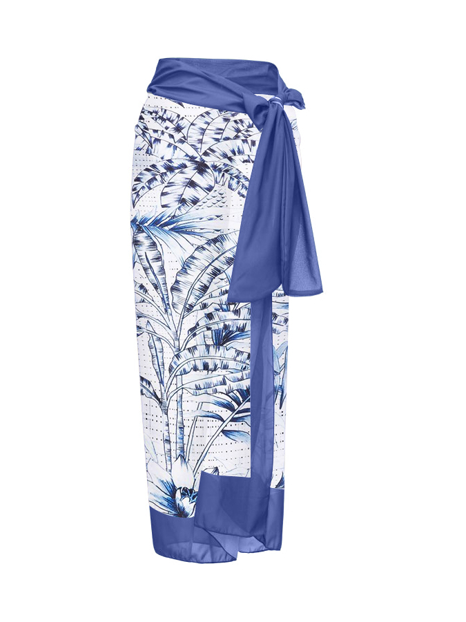 One Shoulder Blue Print One Piece Swimsui