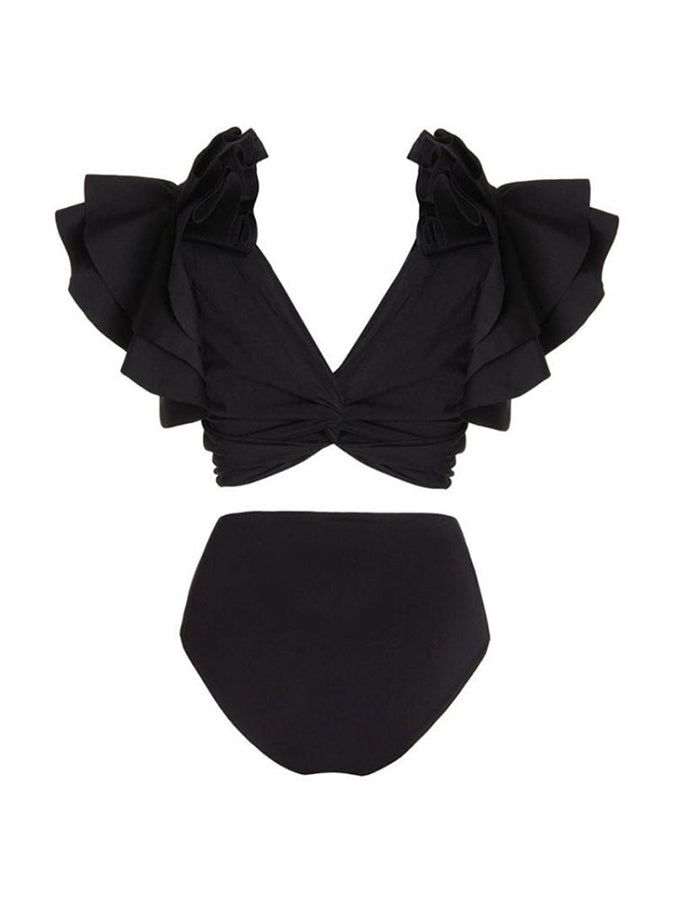 V Neck Ruffled Bikini and Cover Up