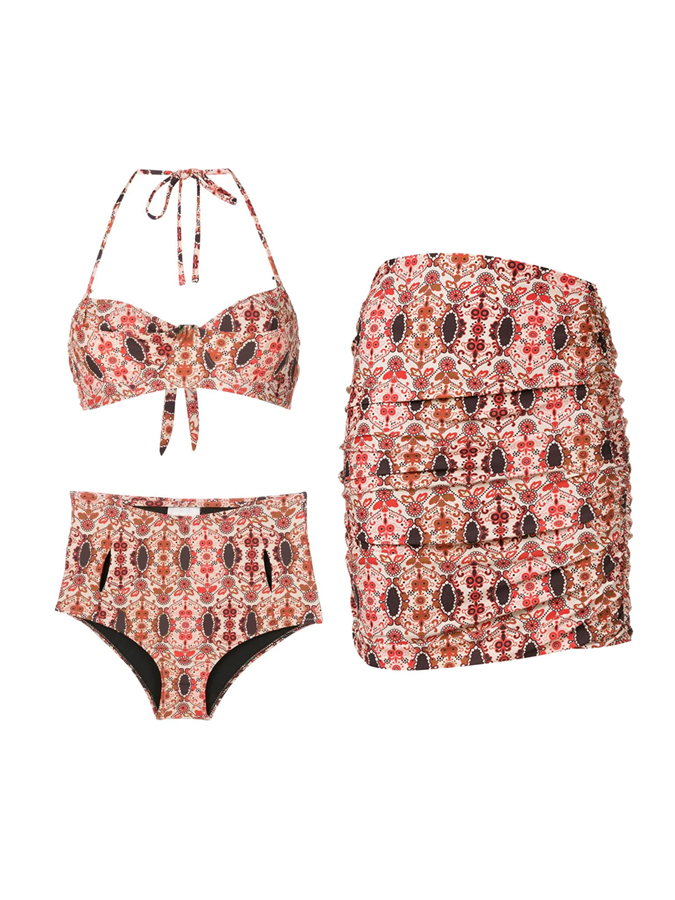 Retro Geometric Print Bikini And Cover Up