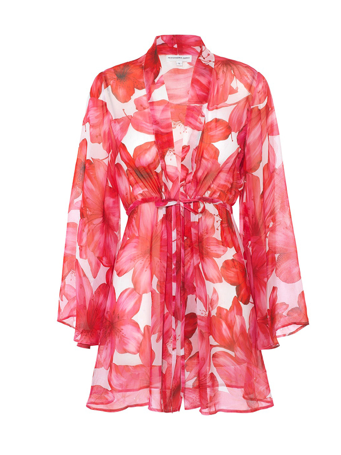 Beach Flower Print Swimsuit and Kimono