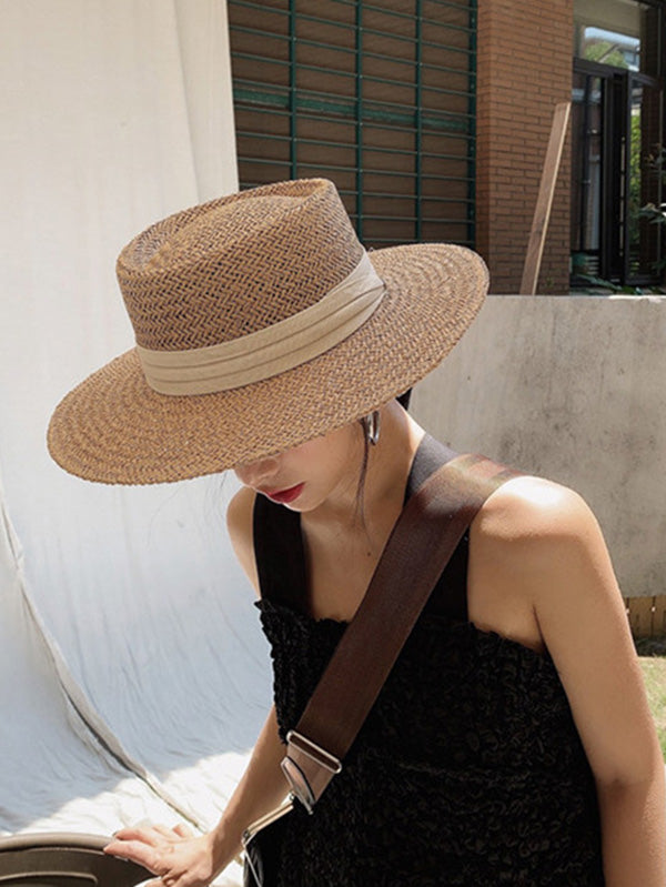 Leisure Sun-Protection Flat Straw Hat