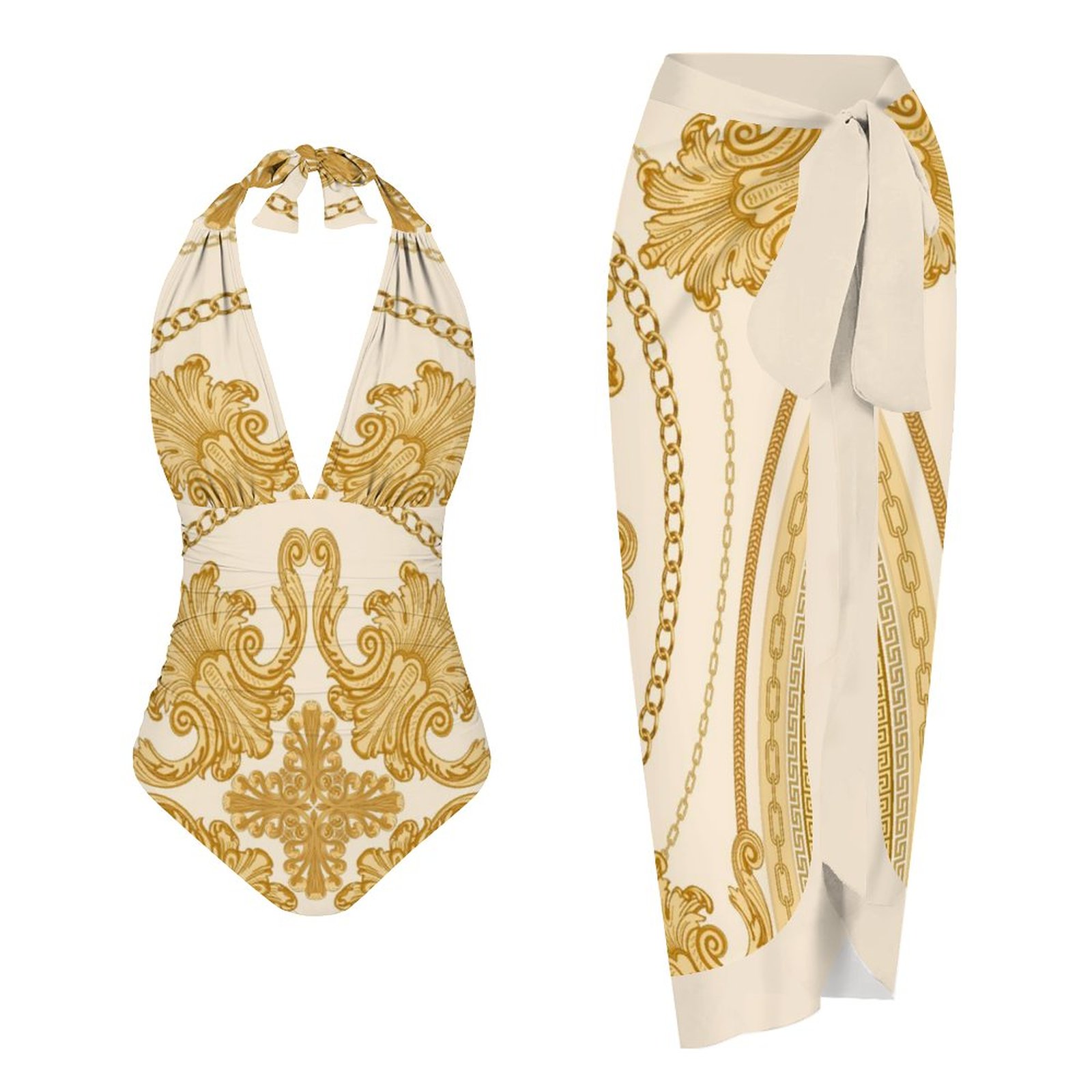 Casual Printed One Piece Swimsuit And Cover Up 2306101939