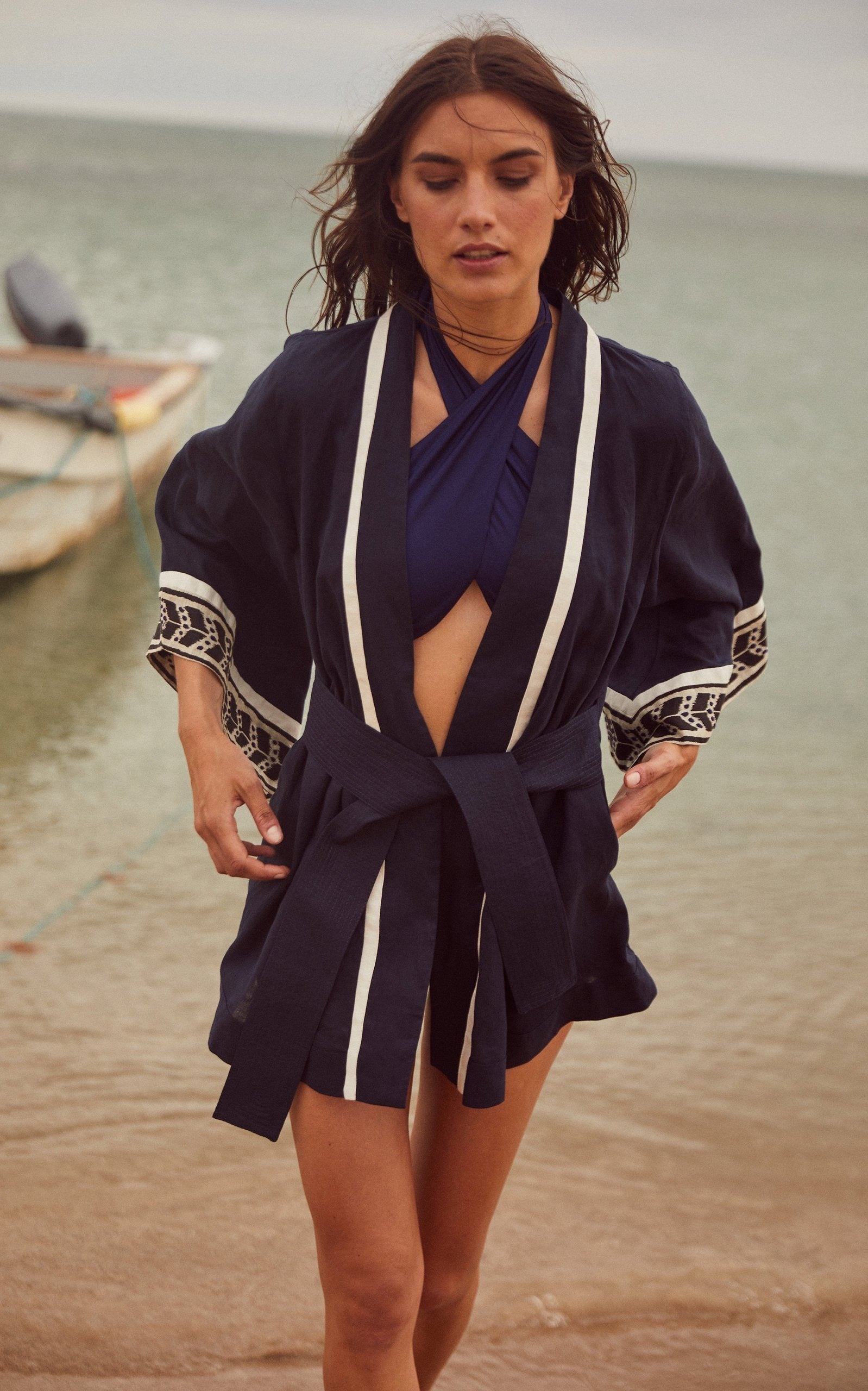 Solid Color Backless Split Swimsuit