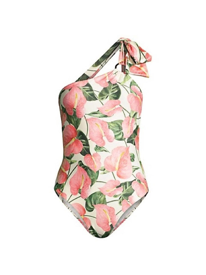 Printed One-Shoulder Tie One Pieces Swimsuits & Coverups