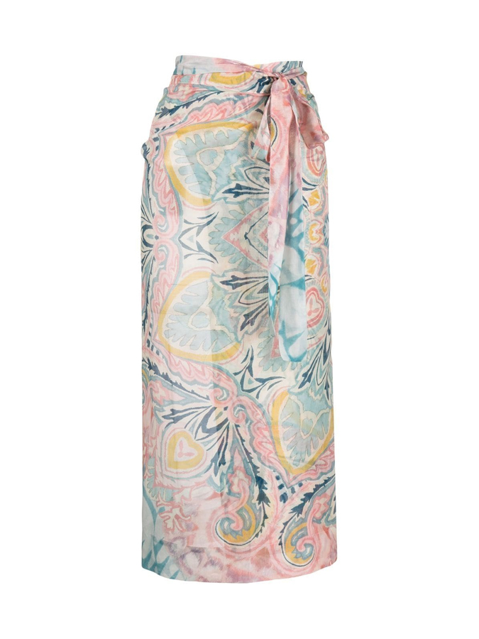 Vintage Print Ruffle Bikini And Cover Up