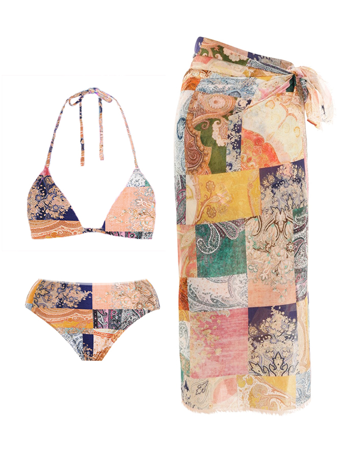 Vintage Print Bikinis and Cover-Ups