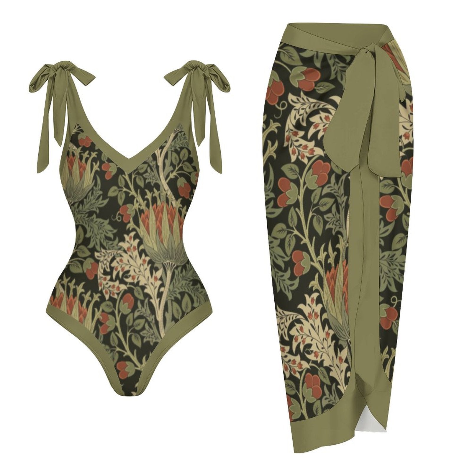 Casual Printed One-Piece Swimsuit And Cover Up 2305102692