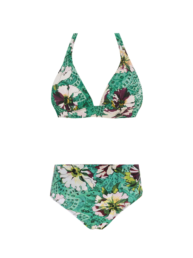 Vintage Floral Print One Piece Swimsuit And Cover up