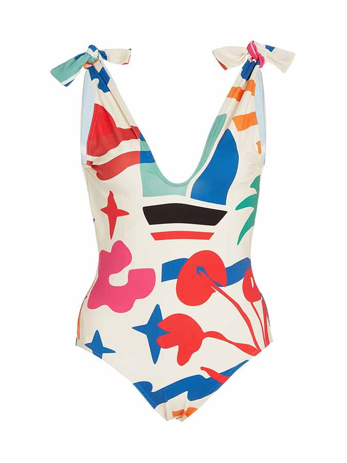 Printed Lace Up Chic One Piece Swimsuit