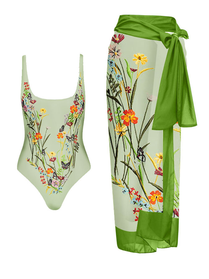 Floral Print Fashion One Piece Swimsuit