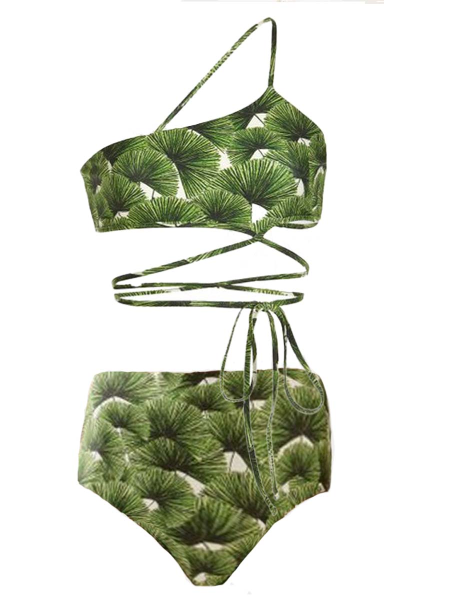 Fashion Printed One-Shoulder Bikini