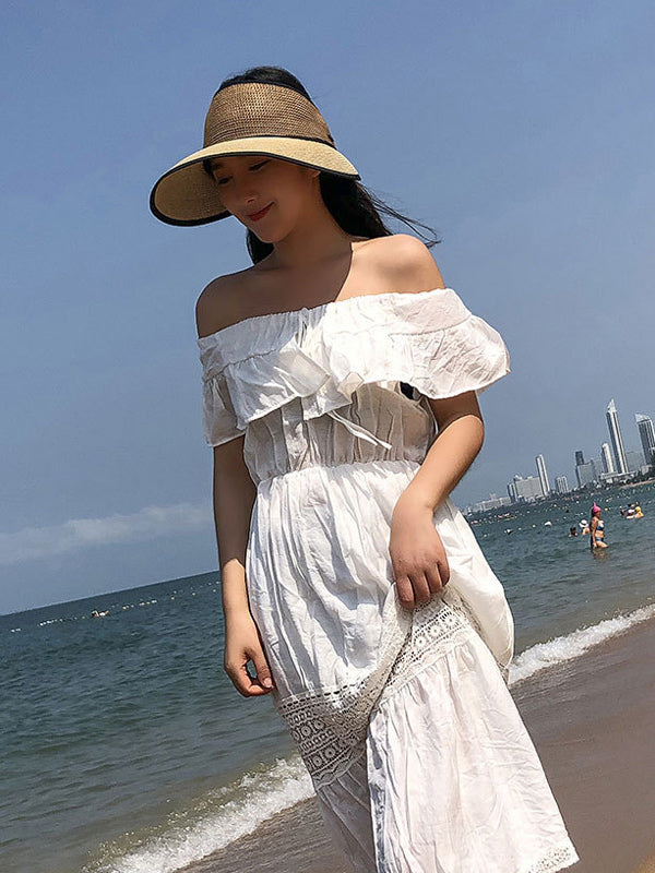 Solid Color Sunscreen Straw Woven Breathable Foldable Cap