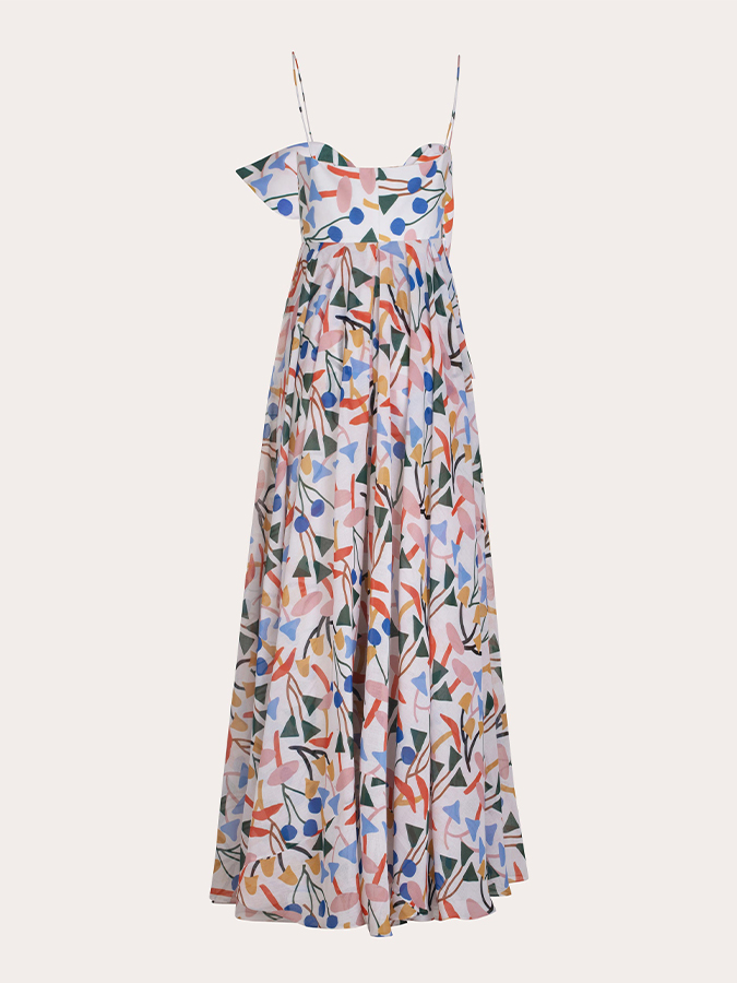 Lace-up Fashion Print Dress and Swimsuit Bottom