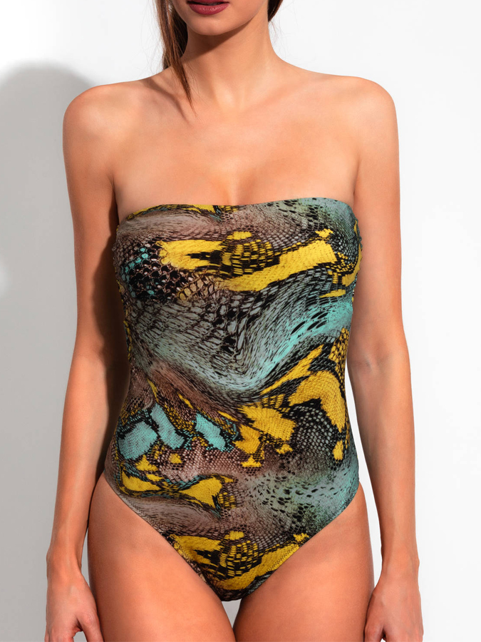 Vintage Snake Print One-Piece Swimsuit And Cover up