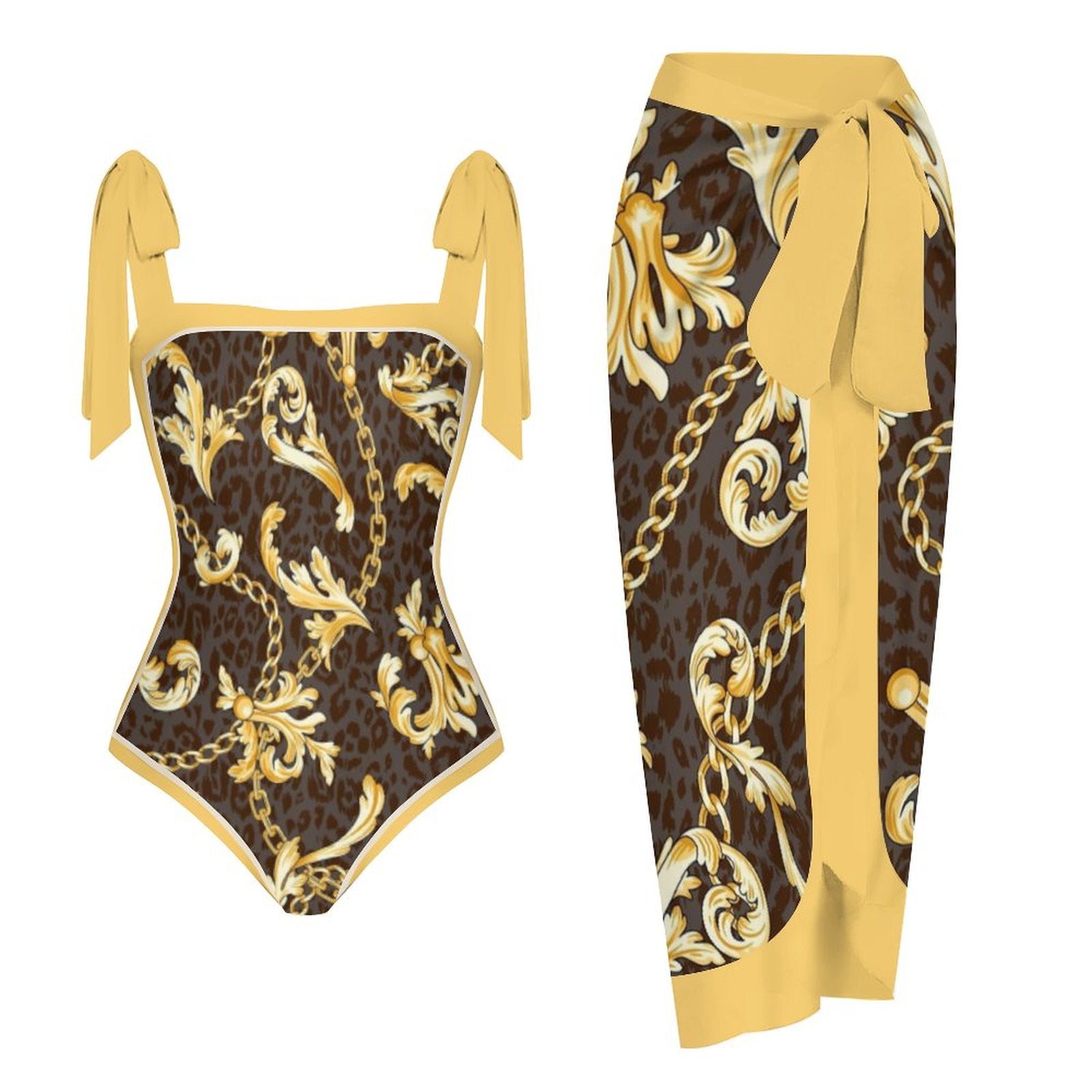 Fashion Printed One Piece Swimsuit And Cover Up 2305106046